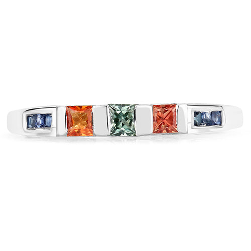 0.68 Carat Genuine Multi Sapphire .925 Sterling Silver Ring on sale at MyriadMart