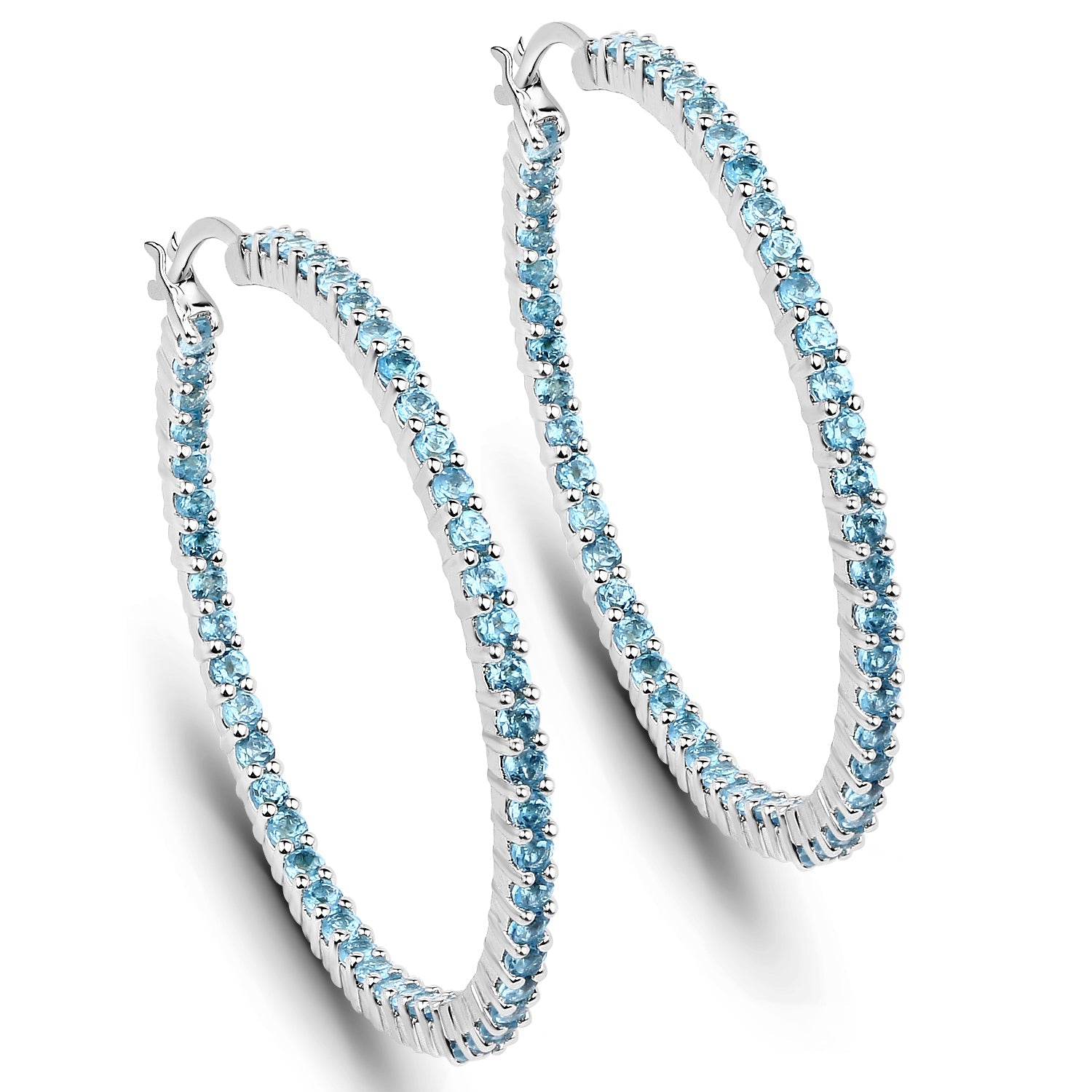 3.60 Carat Genuine Swiss Blue Topaz .925 Sterling Silver Earrings on sale at MyriadMart