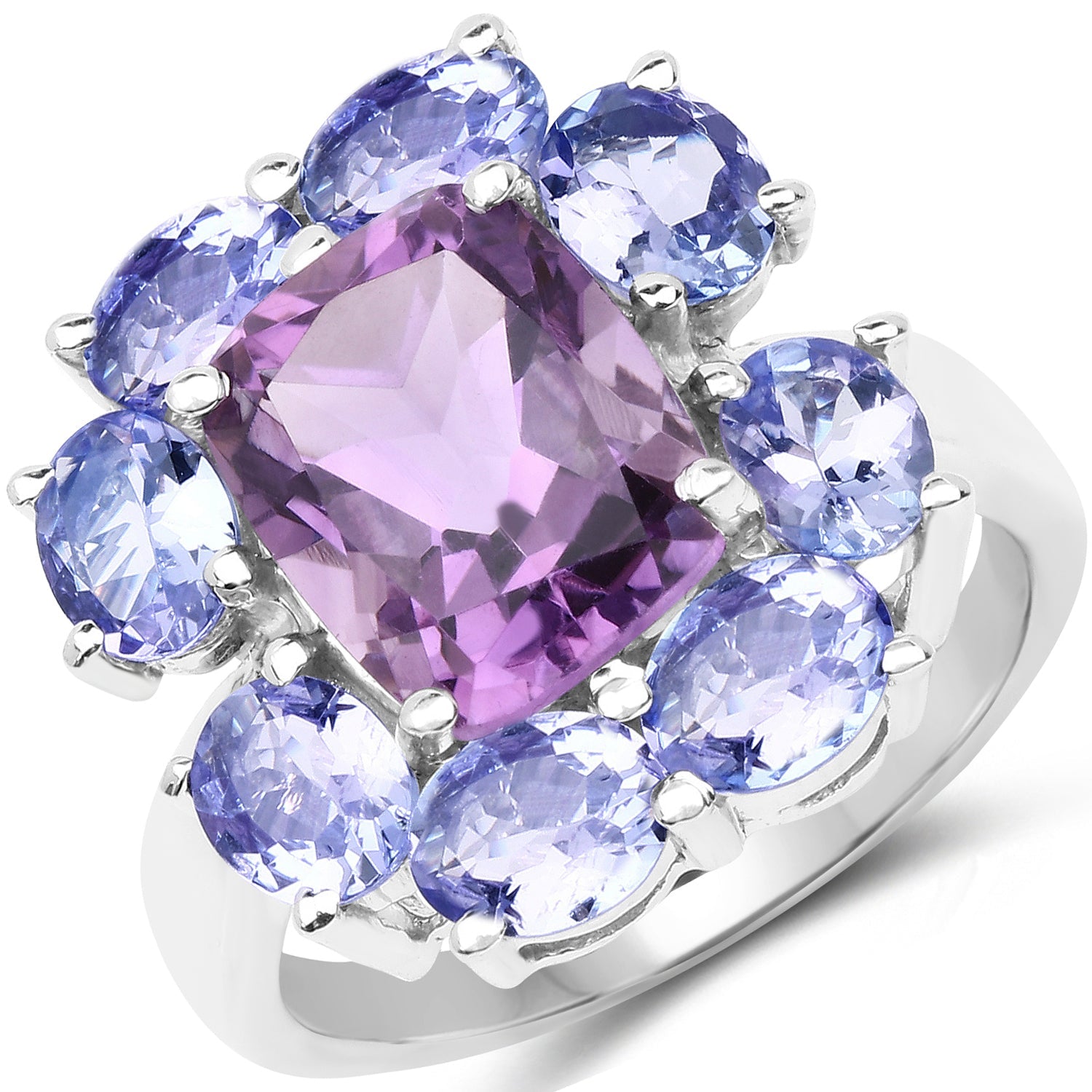 5.24 Carat Genuine Amethyst & Tanzanite .925 Sterling Silver Ring on sale at MyriadMart