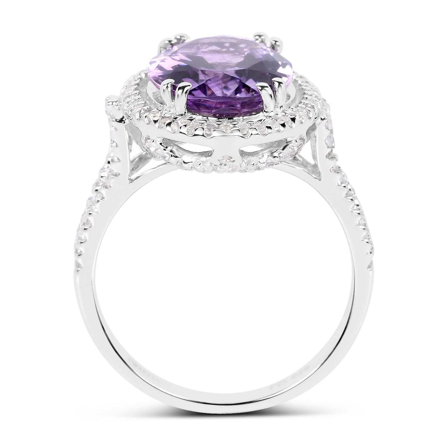 5.55 Carat Genuine Amethyst & White Topaz .925 Sterling Silver Ring on sale at MyriadMart