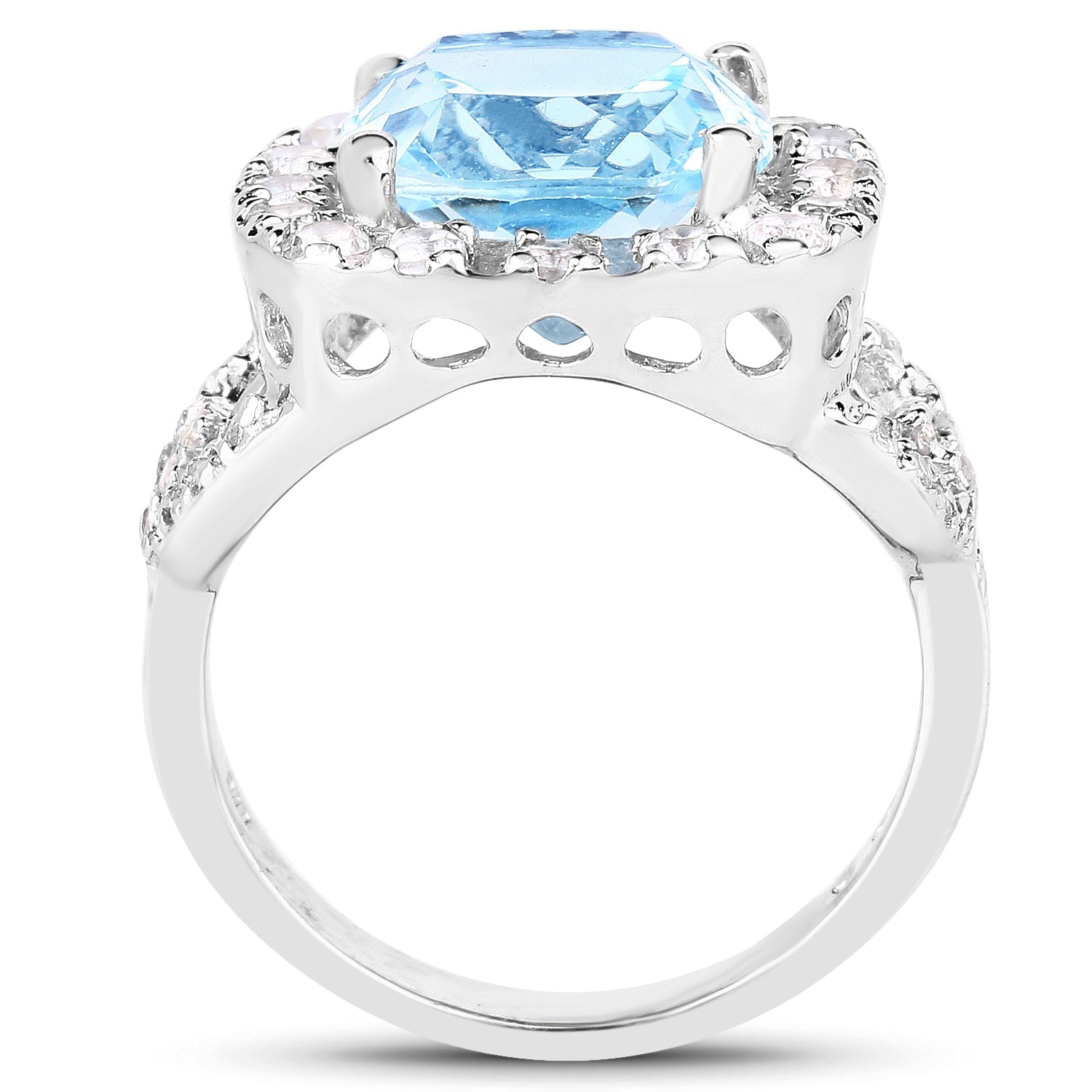 5.17 Carat Genuine Blue Topaz and White Topaz .925 Sterling Silver Ring on sale at MyriadMart