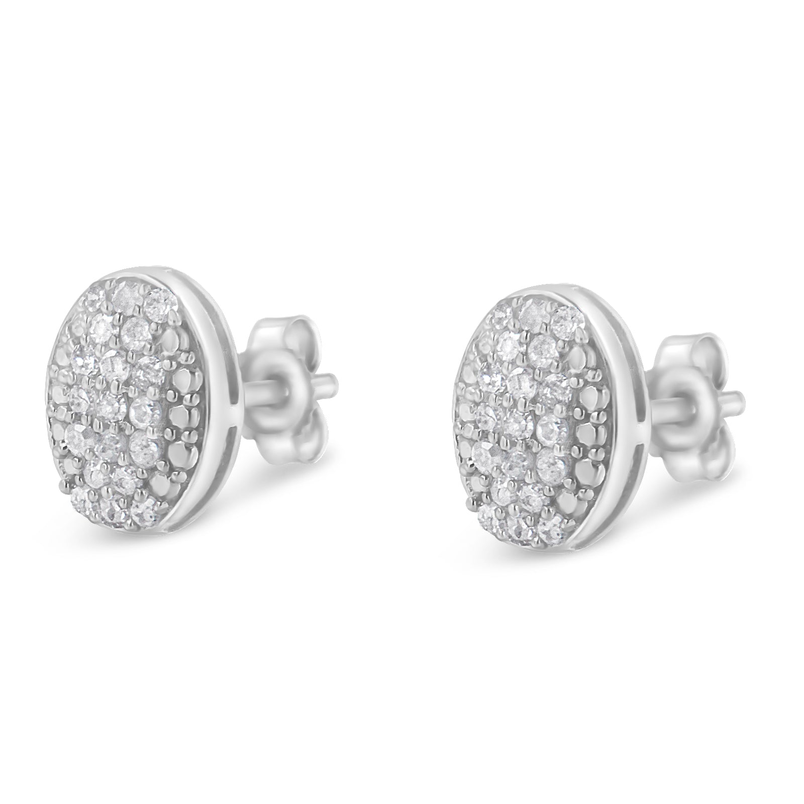 Sterling Silver Round Diamond Oval Cluster Earrings 1/2 cttw, I-J Color, I2-I3 Clarity on sale at MyriadMart
