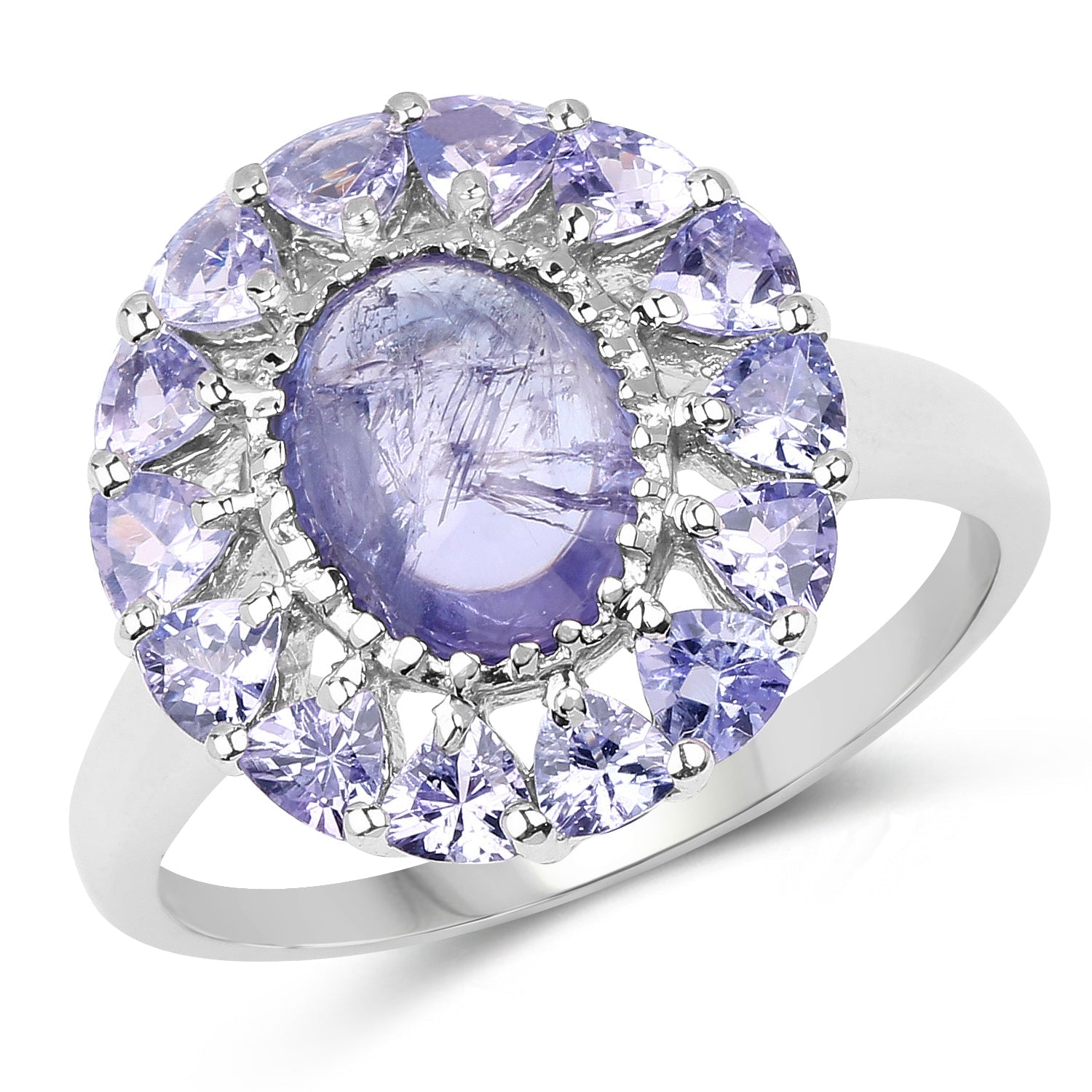 3.85 Carat Genuine Tanzanite .925 Sterling Silver Ring on sale at MyriadMart