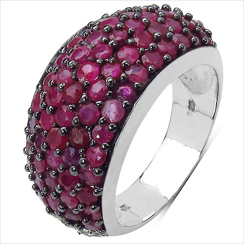 3.58 Carat Genuine Ruby & White Diamond .925 Sterling Silver Ring on sale at MyriadMart