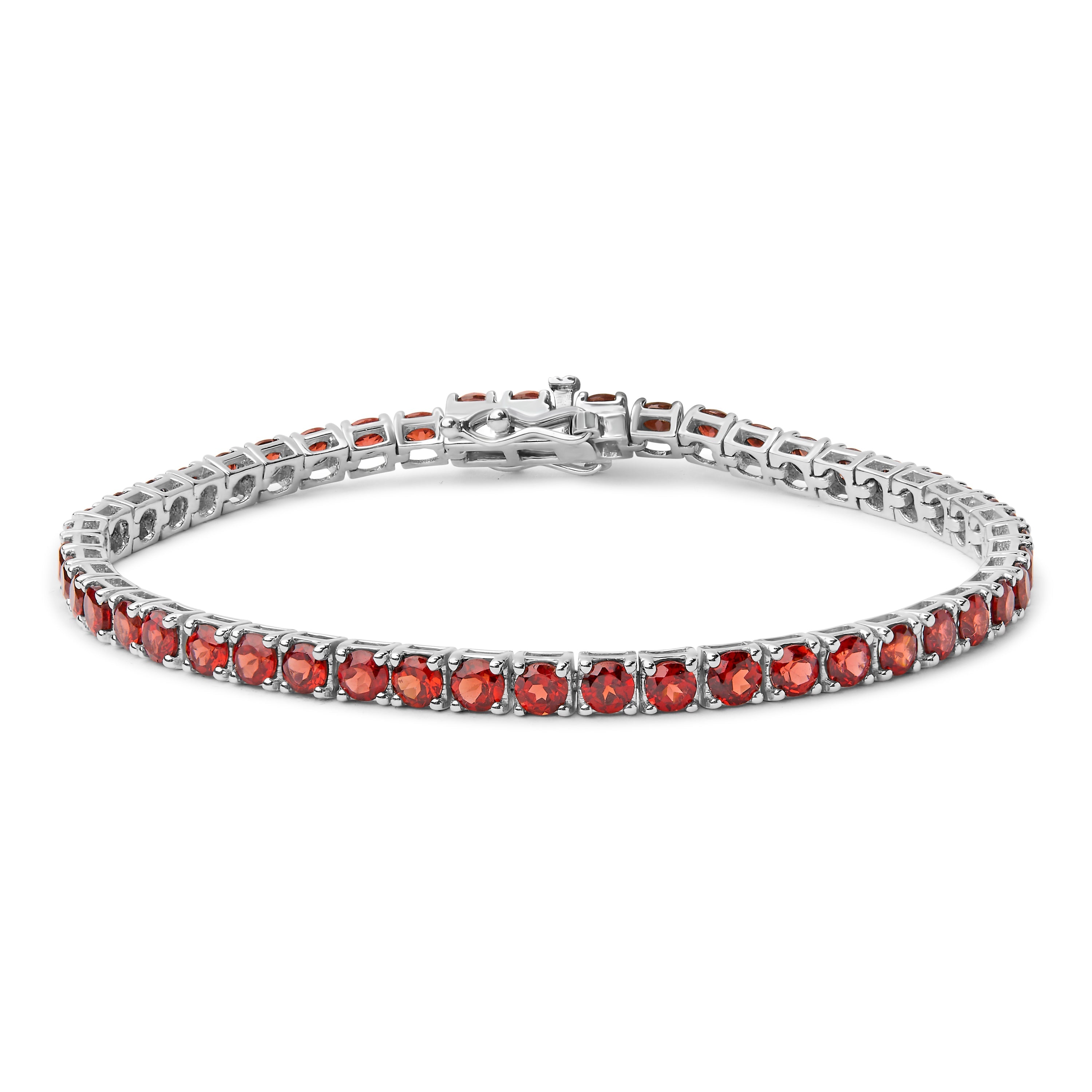 .925 Sterling Silver 10.0 Cttw Created Orange Garnet Tennis Bracelet - 7.25" on sale at MyriadMart