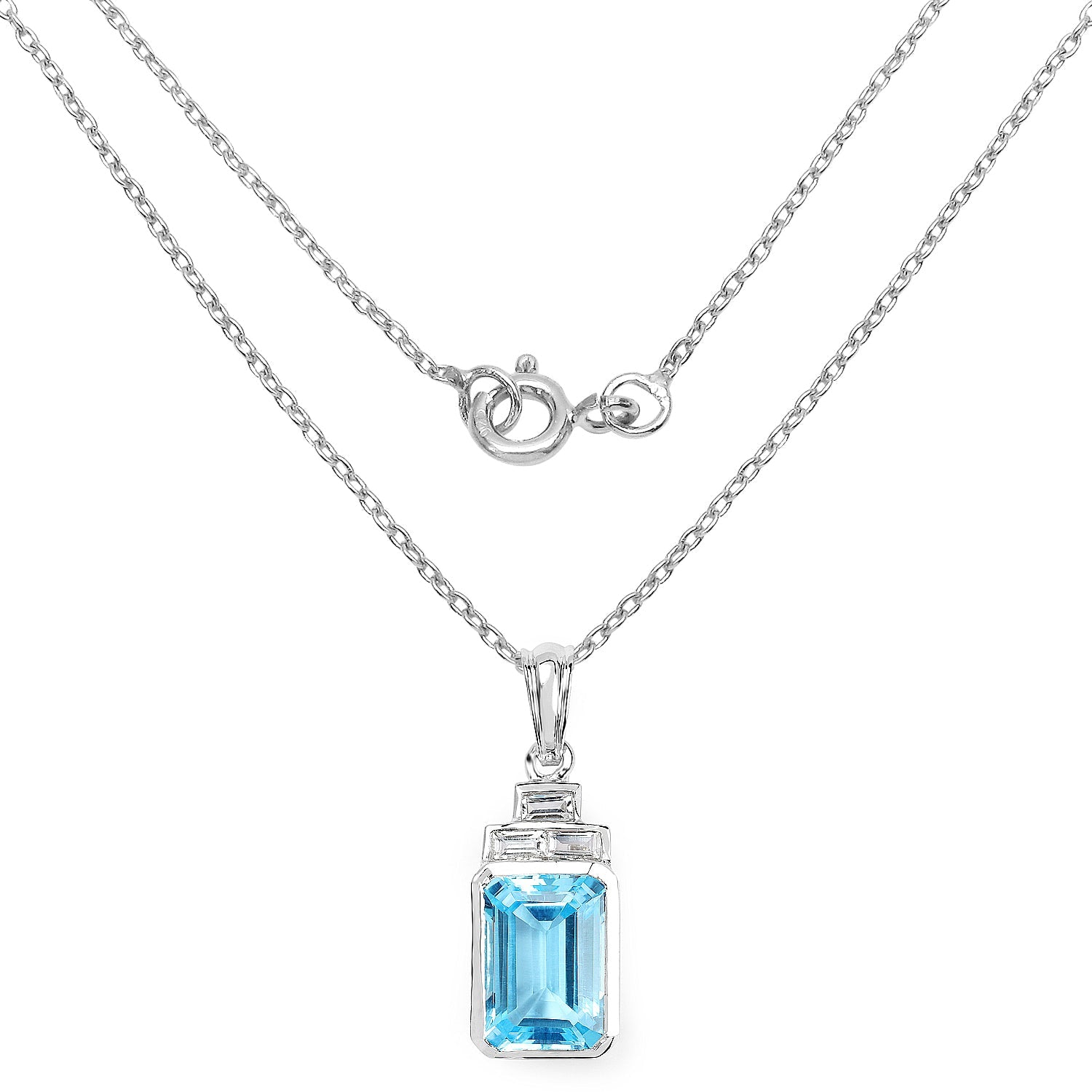 9.99 Carat Genuine Swiss Blue Topaz and White Topaz .925 Sterling Silver Pendant on sale at MyriadMart