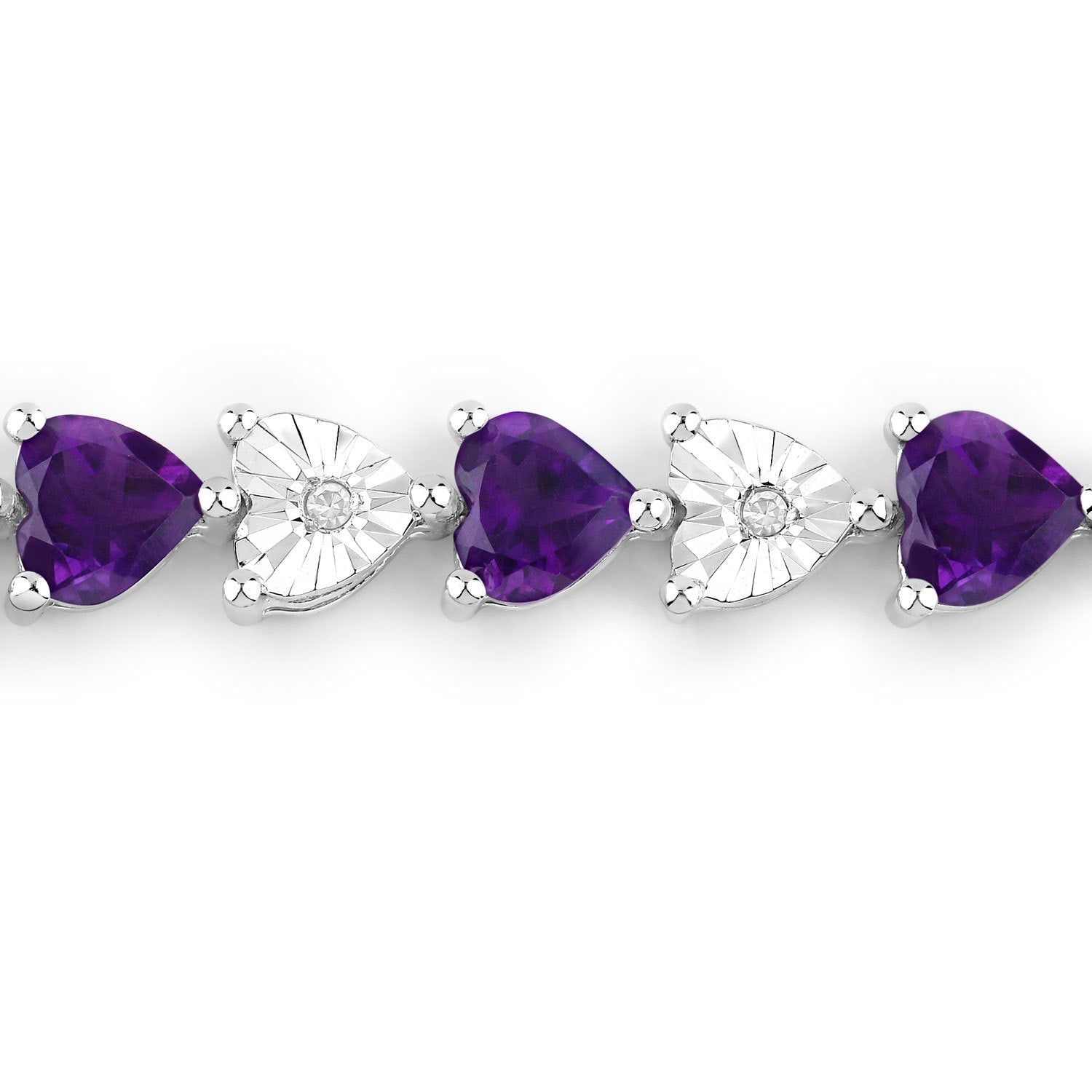 6.59 Carat Genuine Amethyst and White Diamond .925 Sterling Silver Bracelet on sale at MyriadMart
