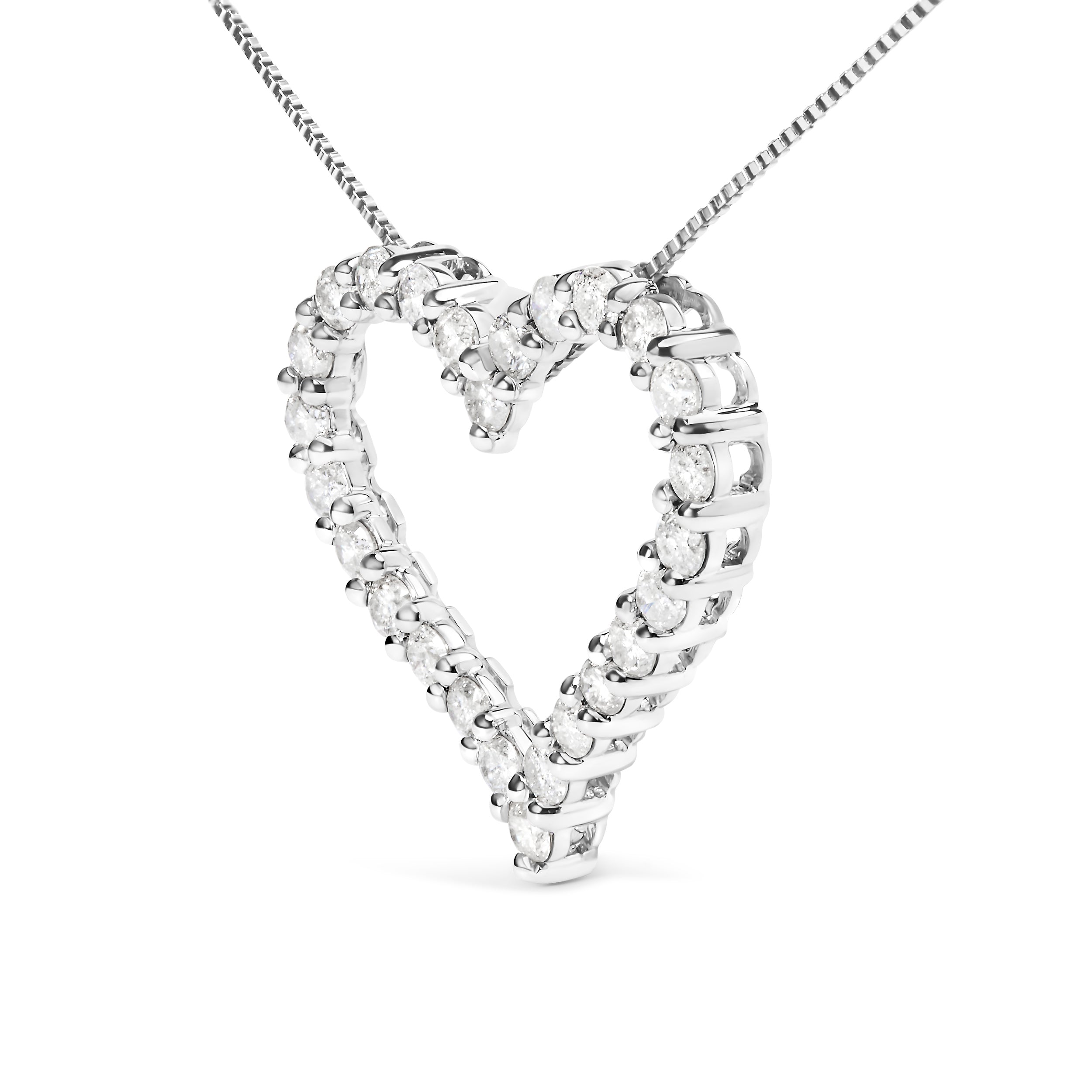 .925 Sterling Silver 2.0 Cttw Diamond Open Heart 18" Pendant Necklace I-J Color, I2-I3 Clarity on sale at MyriadMart