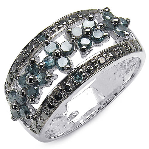0.62 Carat Genuine Blue Diamond .925 Sterling Silver Ring on sale at MyriadMart