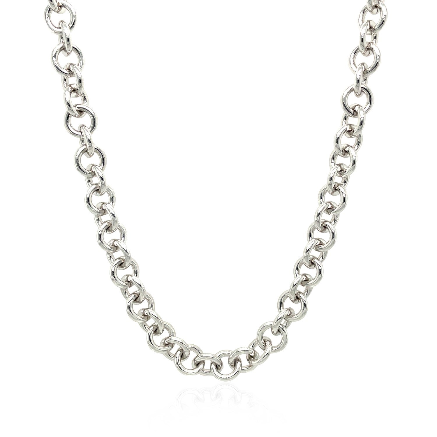 Sterling Silver Rhodium Plated Rolo Chain Necklace with a Heart Toggle Charm on sale at MyriadMart