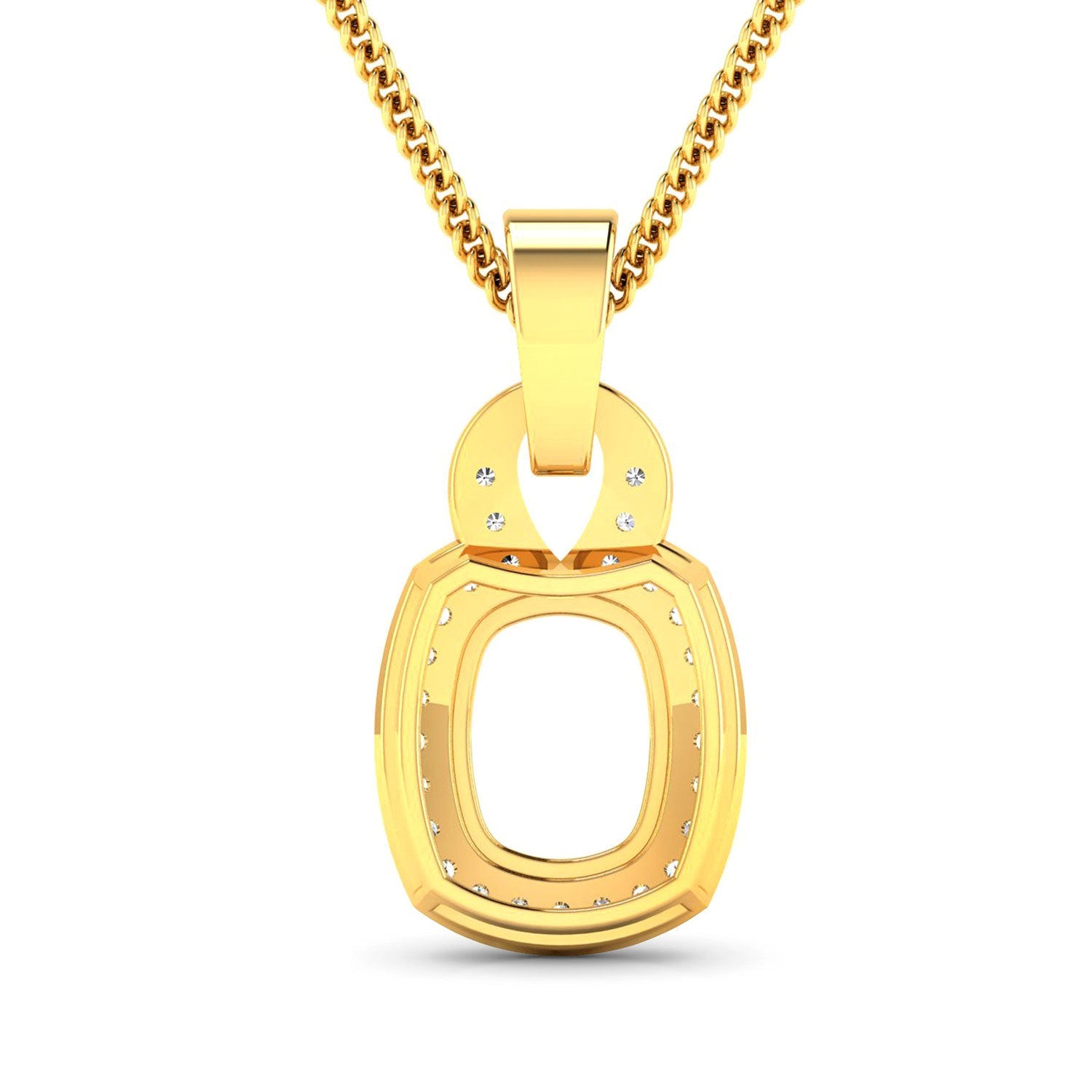 0.25 Carat Genuine White Diamond 14K Yellow Gold Semi Mount Pendant - holds 9x7mm Cushion Gemstone on sale at MyriadMart