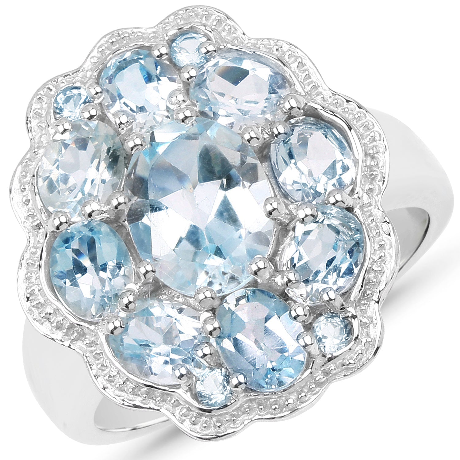 6.64 Carat Genuine Blue Topaz .925 Sterling Silver Ring on sale at MyriadMart