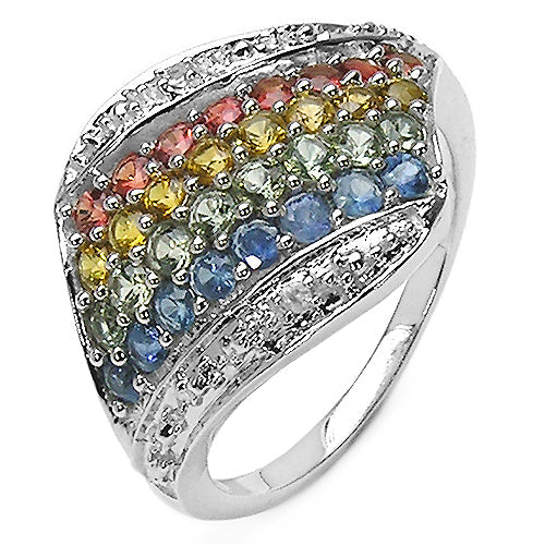 1.97 Carat Genuine Multi Stone .925 Sterling Silver Ring on sale at MyriadMart