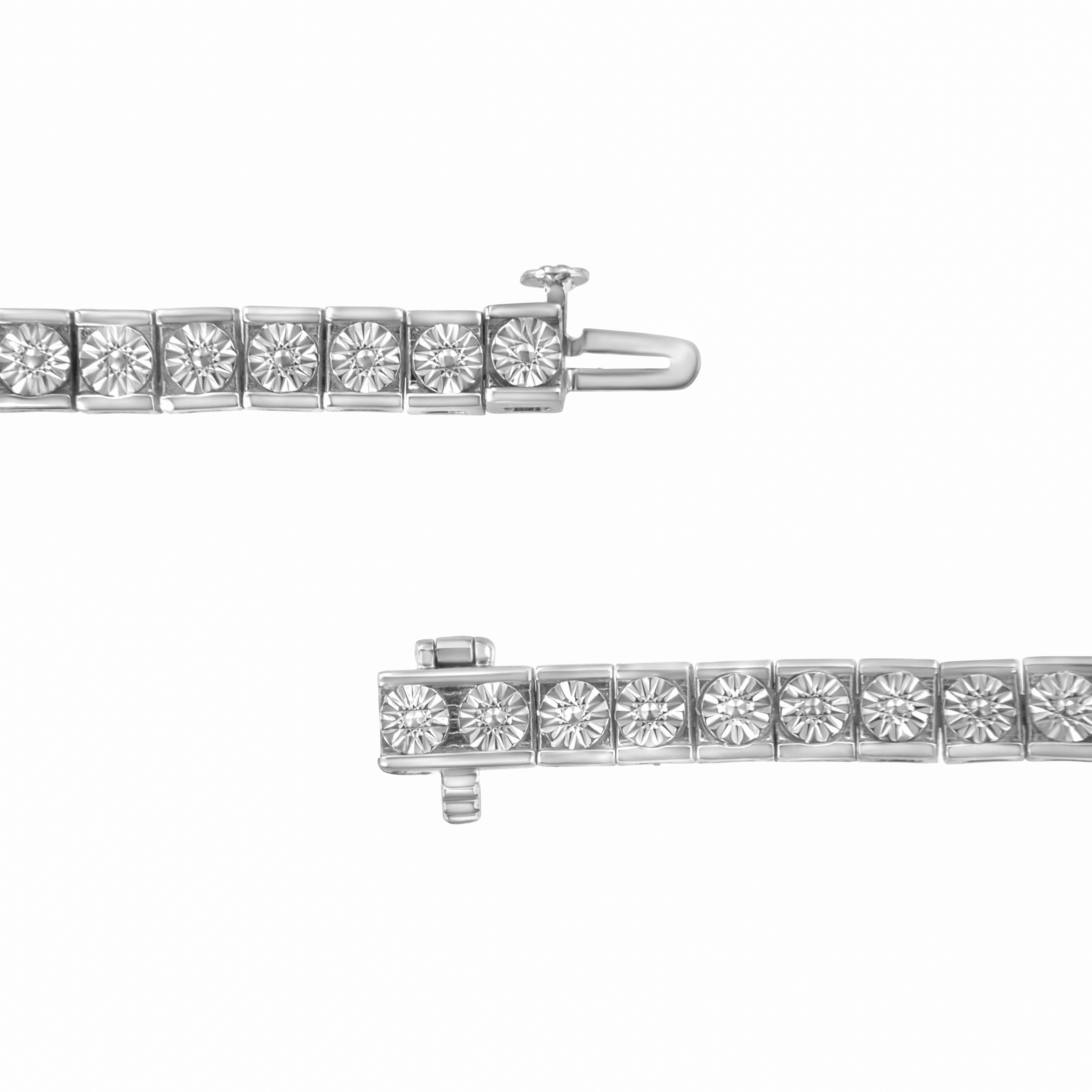 .925 Sterling Silver Miracle Set Diamond Accent Classic Tennis Bracelet I-J Color, I2-I3 Clarity - 7.25" on sale at MyriadMart