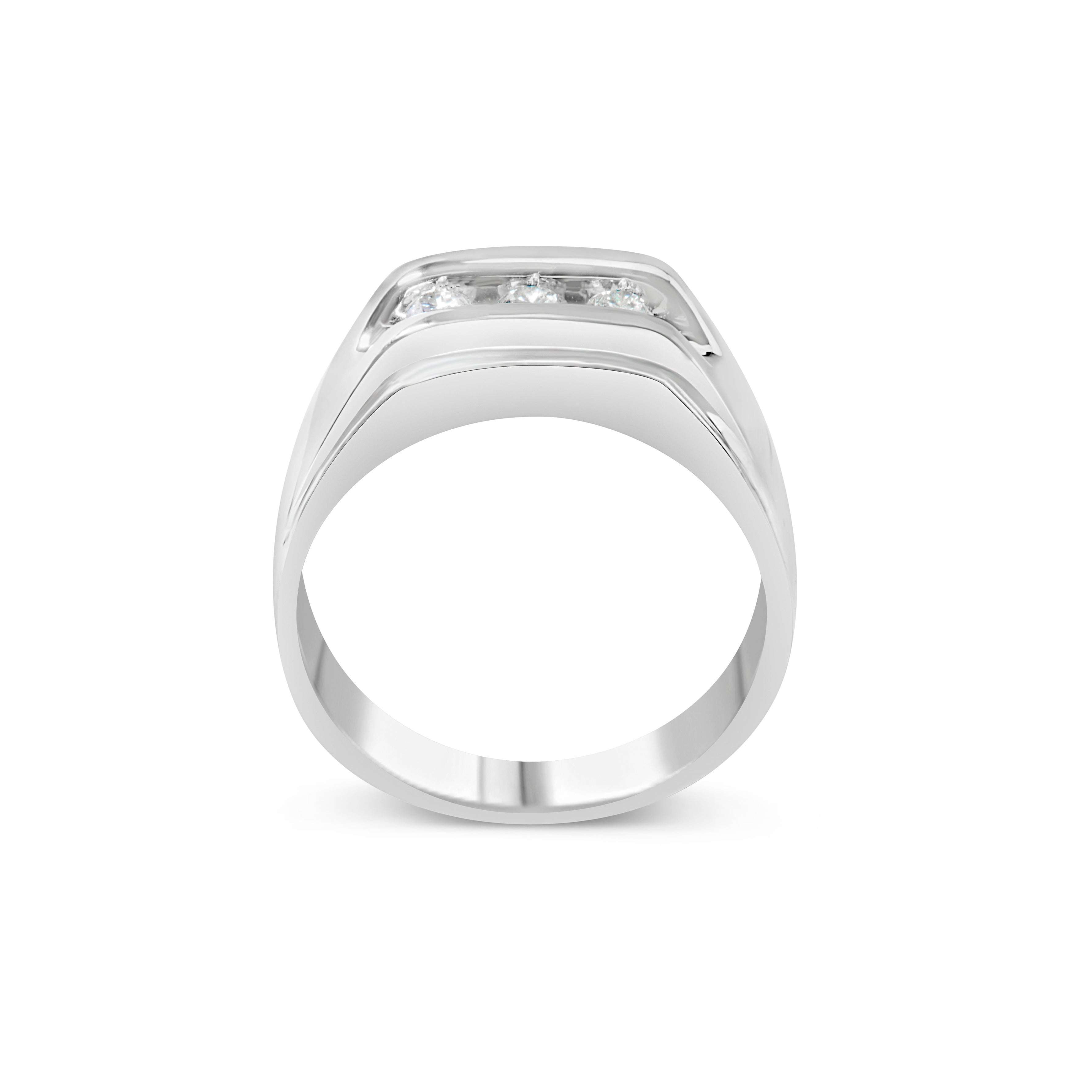 Men's .925 Sterling Silver 1/3 Cttw Diamond Channel Set 3 Stone Ring Band I-J Color, I3 Clarity - Ring Size 10 on sale at MyriadMart