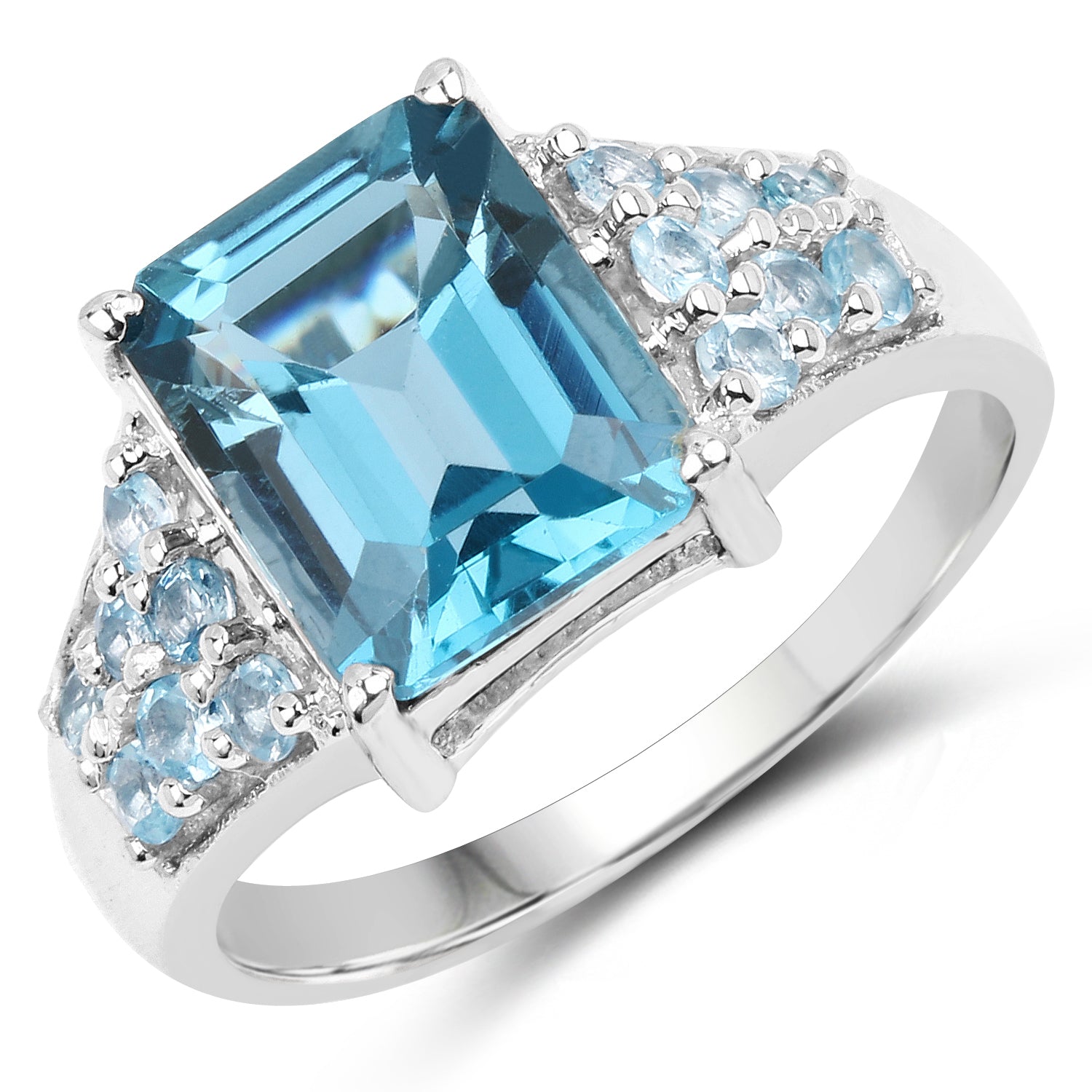4.39 Carat Genuine London Blue Topaz and Swiss Blue Topaz .925 Sterling Silver Ring on sale at MyriadMart