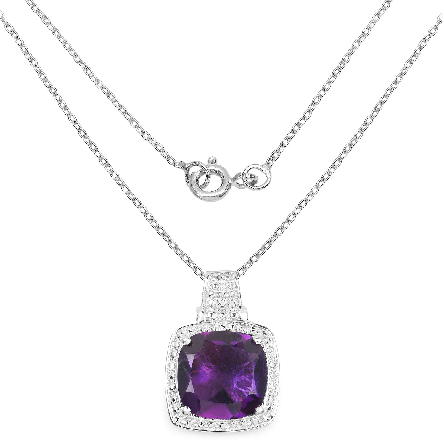 5.85 Carat Genuine Amethyst .925 Sterling Silver Pendant on sale at MyriadMart