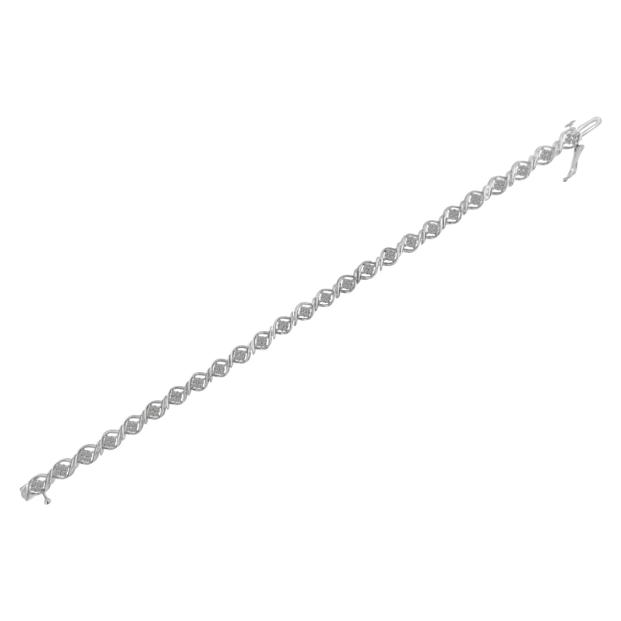 Sterling Silver Diamond Cluster Link Bracelet 1 cttw, I-J Color, I2-I3 Clarity on sale at MyriadMart