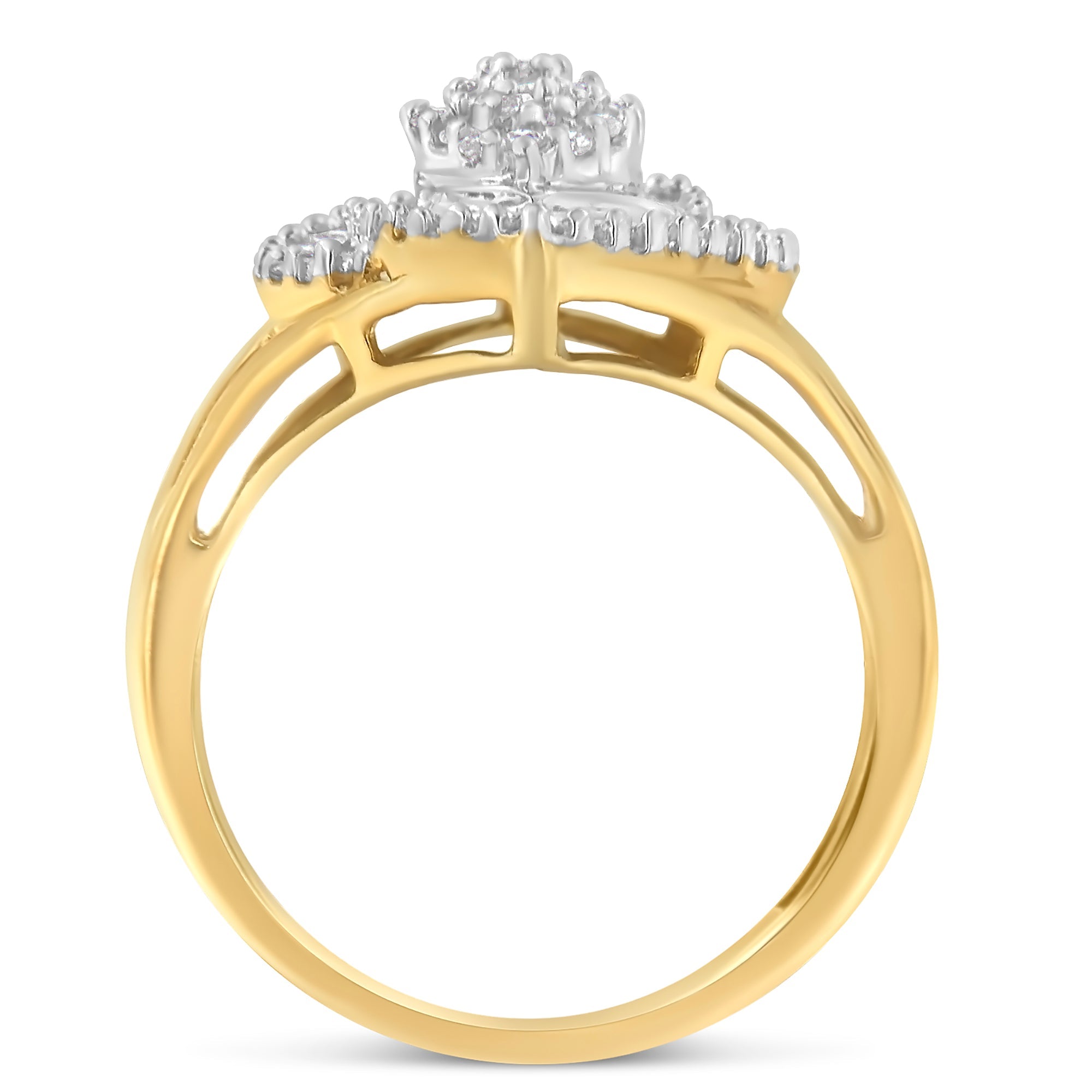 10K Yellow Gold Diamond Cocktail Ring 1/2 Cttw, J-K Color, I2-I3 Clarity - Size 6-1/2 on sale at MyriadMart