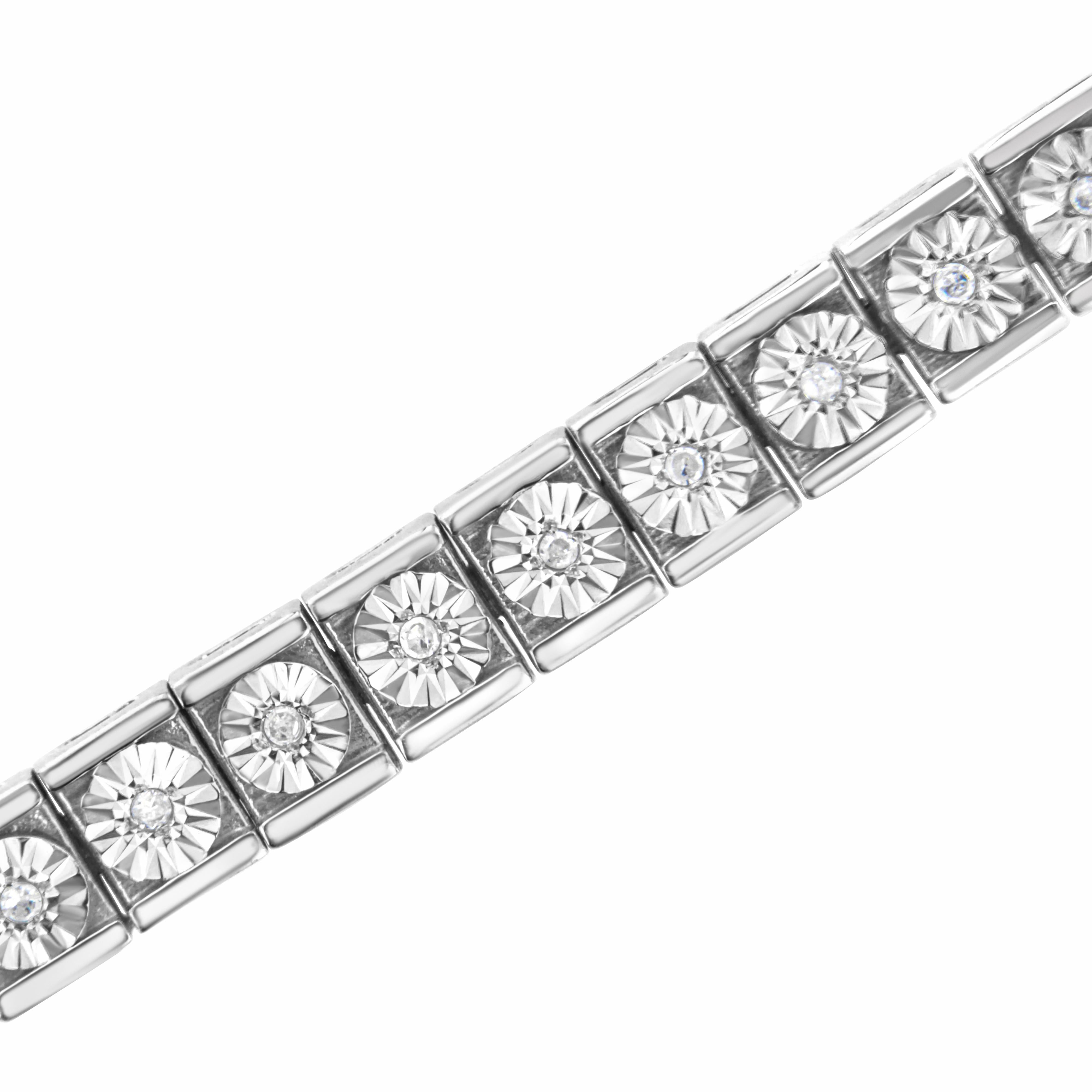 .925 Sterling Silver Miracle Set Diamond Accent Classic Tennis Bracelet I-J Color, I2-I3 Clarity - 7.25" on sale at MyriadMart