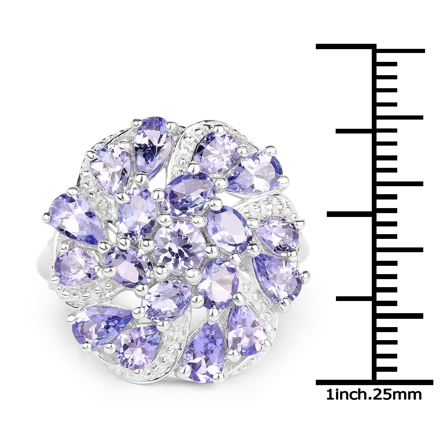3.35 Carat Genuine Tanzanite .925 Sterling Silver Ring on sale at MyriadMart