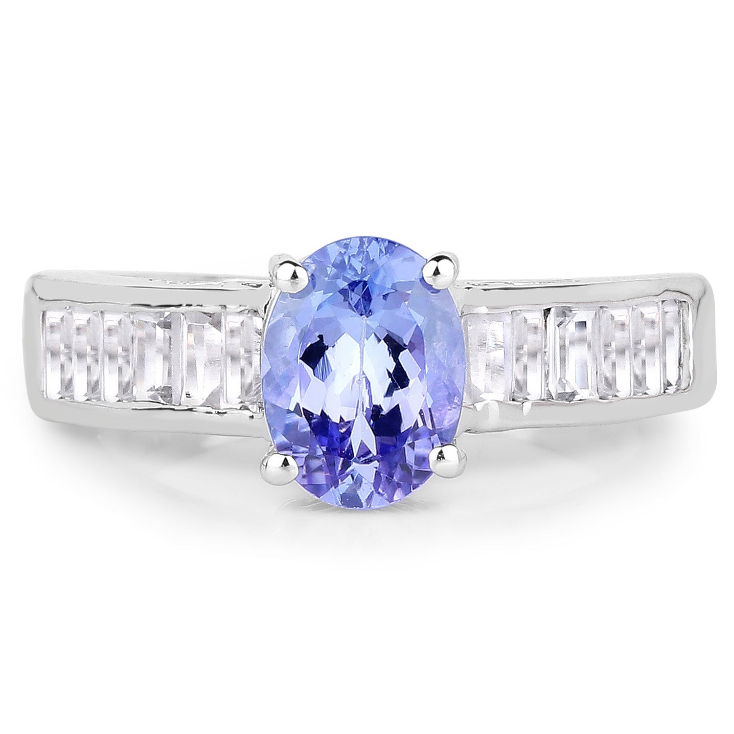2.13 Carat Genuine Tanzanite & White Topaz .925 Sterling Silver Ring on sale at MyriadMart