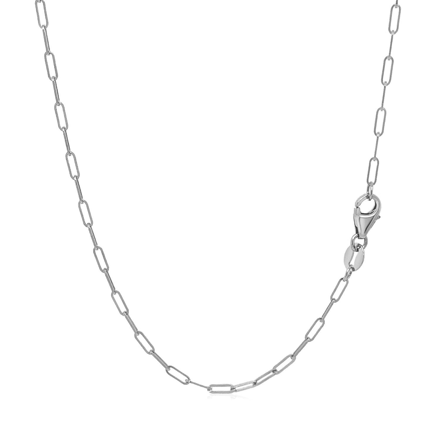 14K White Gold Fine Paperclip Chain 1.5mm on sale at MyriadMart
