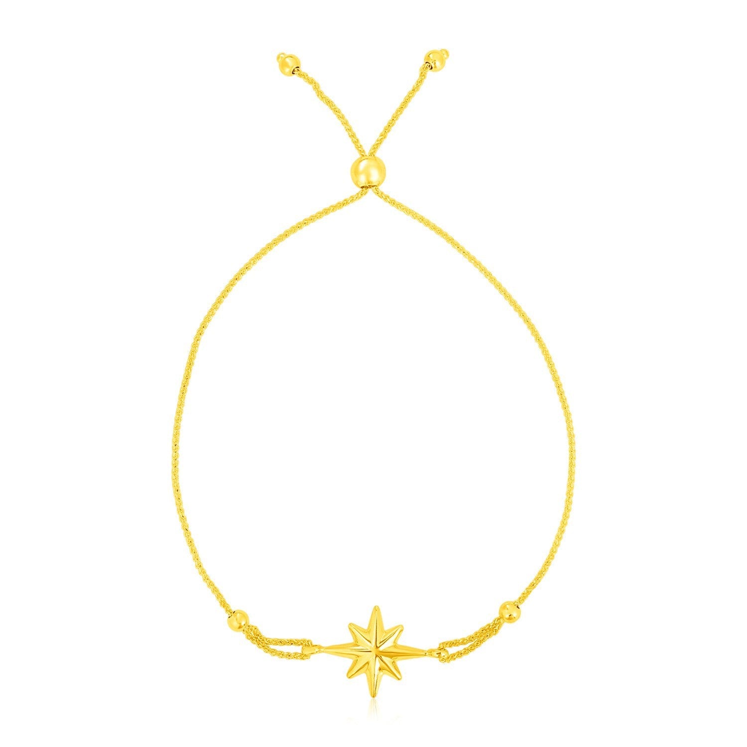 14k Yellow Gold Adjustable Bracelet with Star on sale at MyriadMart