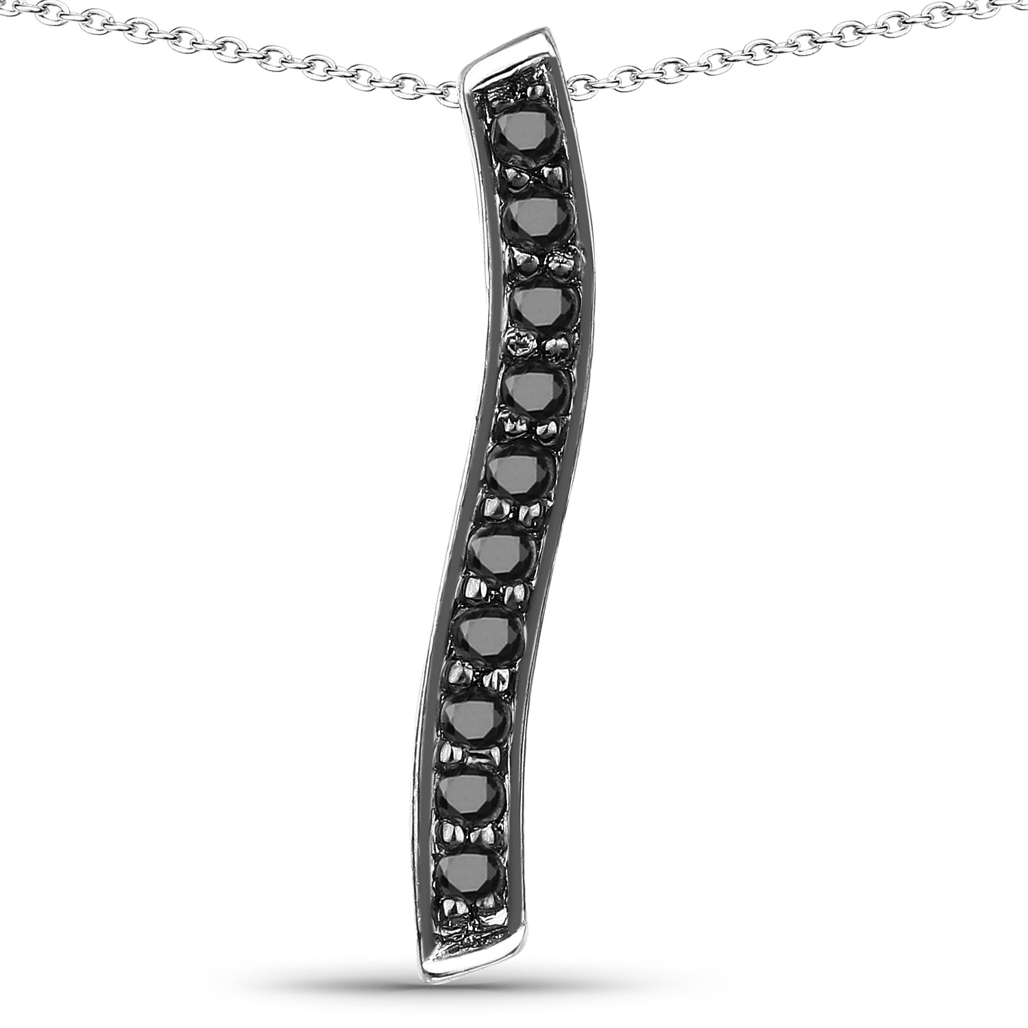 0.30 Carat Genuine Black Diamond .925 Sterling Silver Pendant on sale at MyriadMart