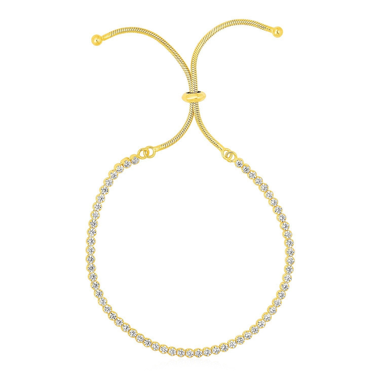 Adjustable Tennis Style Bracelet with Cubic Zirconia in Sterling Silver on sale at MyriadMart