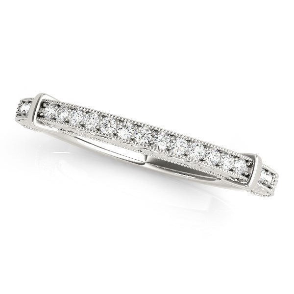 14k White Gold Bead Border Modern Wedding Band 1/8 cttw on sale at MyriadMart