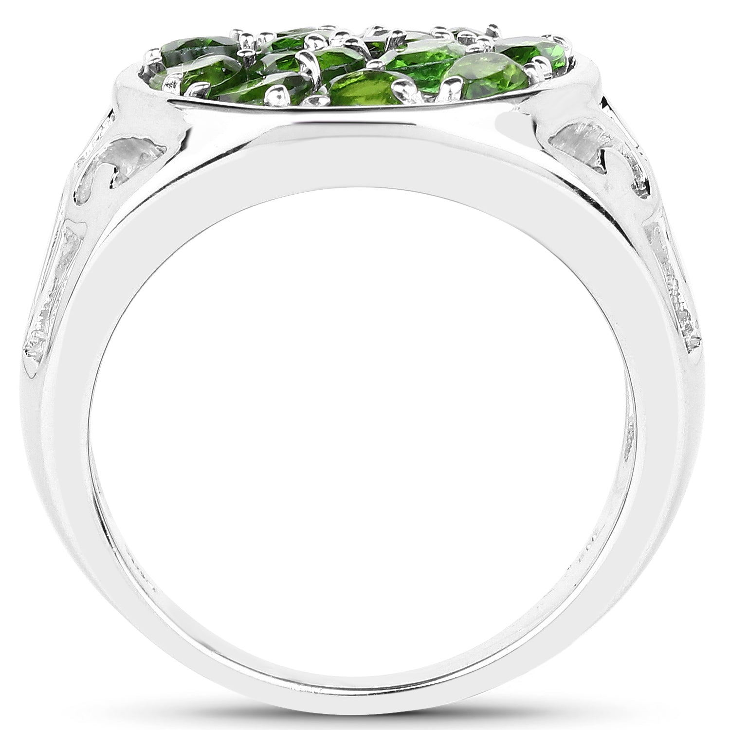 2.21 Carat Genuine Chrome Diopside .925 Sterling Silver Ring on sale at MyriadMart