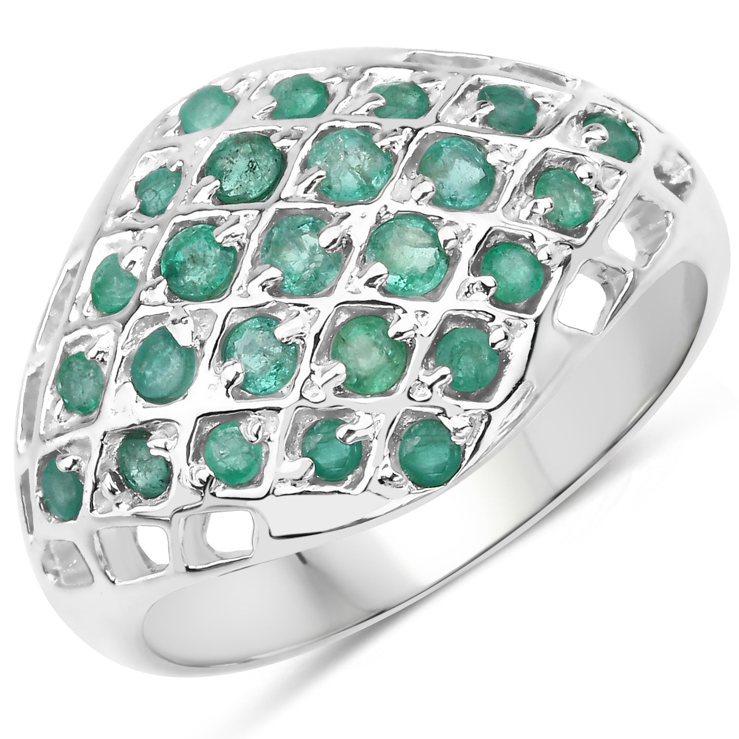 0.90 Carat Genuine Emerald .925 Sterling Silver Ring on sale at MyriadMart