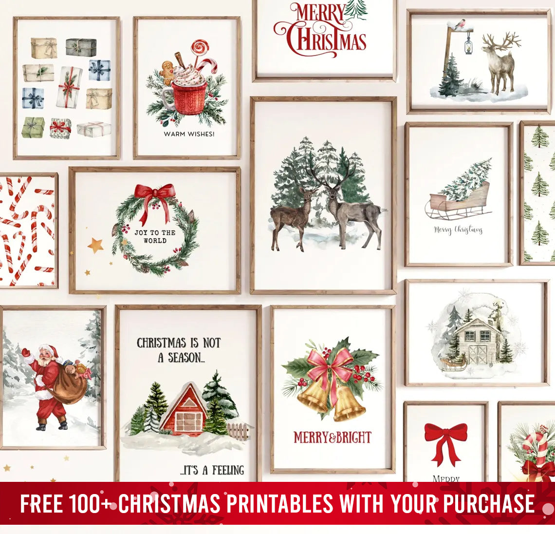 Vintage Christmas Tree Wall Art with Free 100+ Christmas Print on sale at MyriadMart