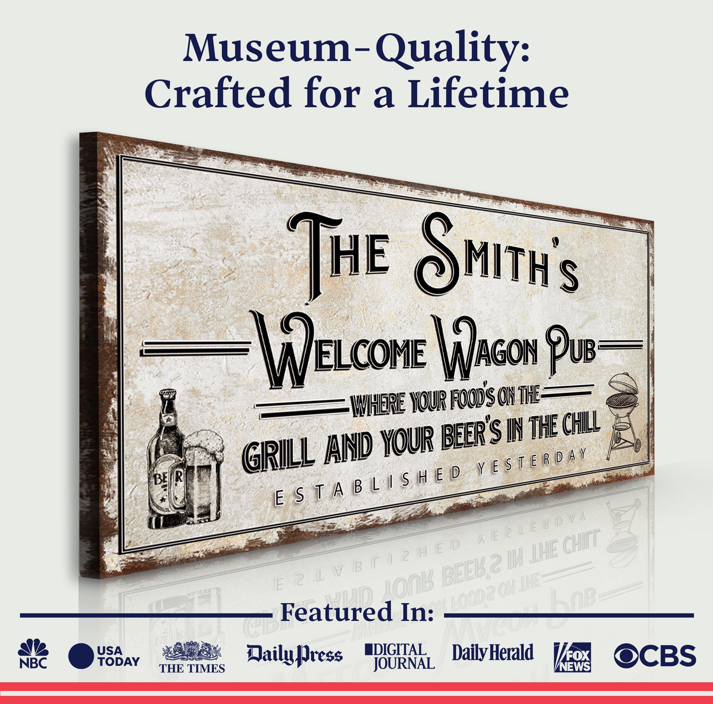 Welcome Wagon Pub Your Beer's In The Chill Sign on sale at MyriadMart