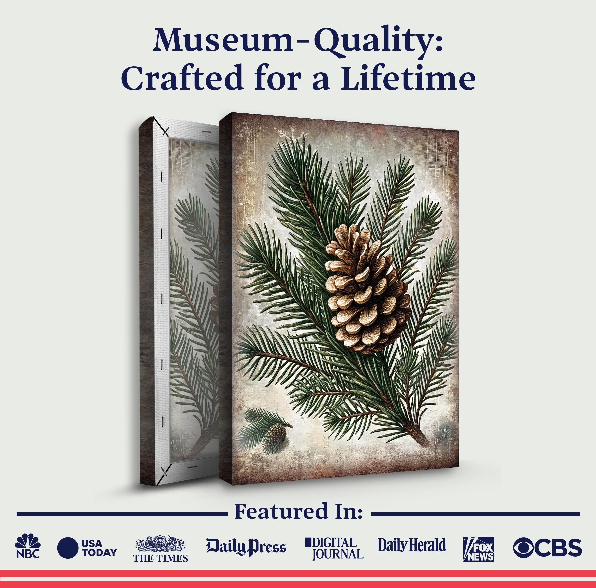 Vintage Winter Pine Cone Christmas Wall Art on sale at MyriadMart