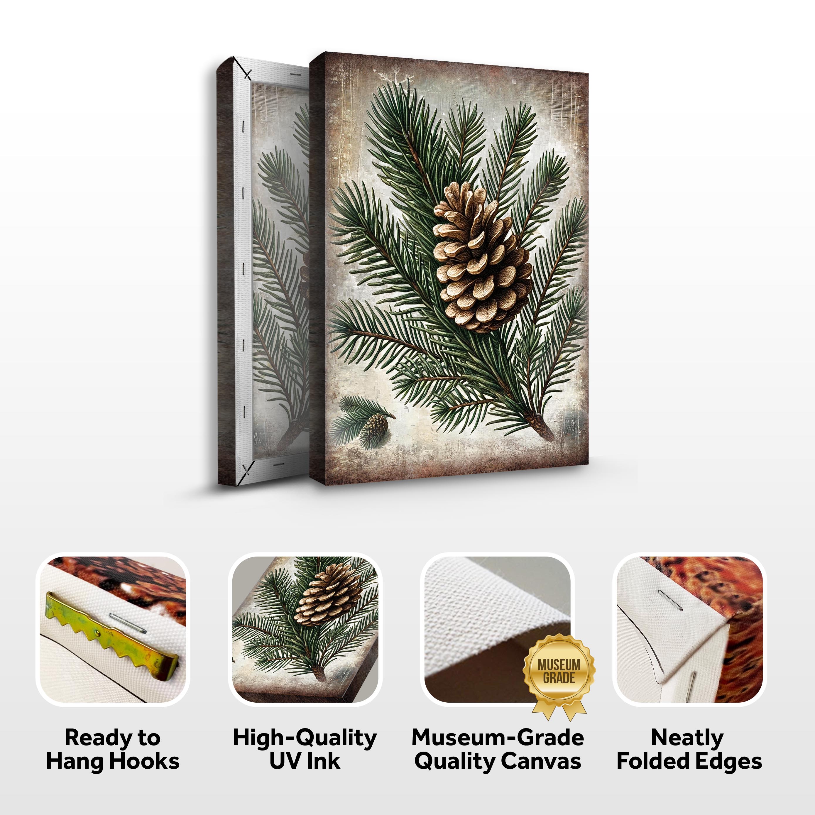 Vintage Winter Pine Cone Christmas Wall Art on sale at MyriadMart