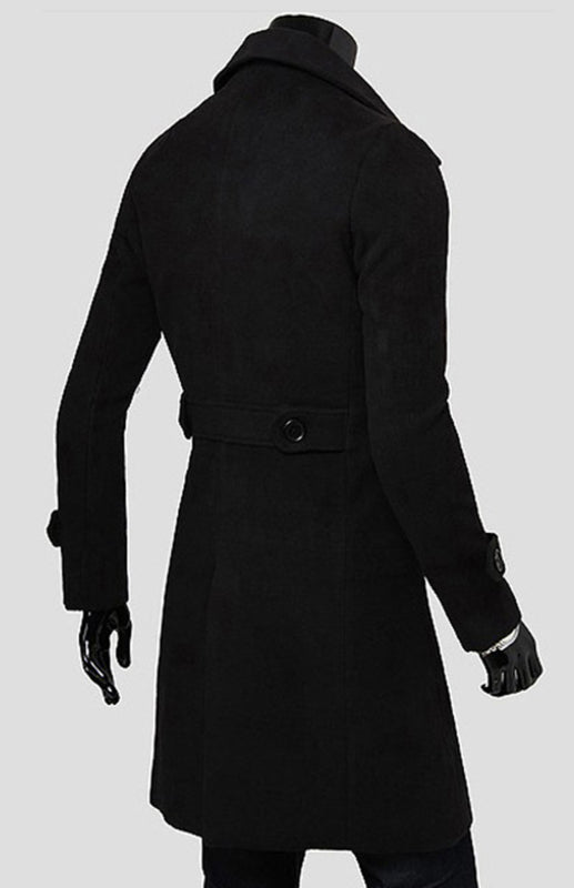 Men's Double Breasted Lengthened Simple Wool Coat on sale at MyriadMart