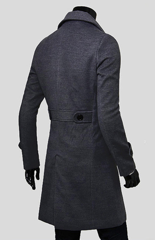 Men's Double Breasted Lengthened Simple Wool Coat on sale at MyriadMart