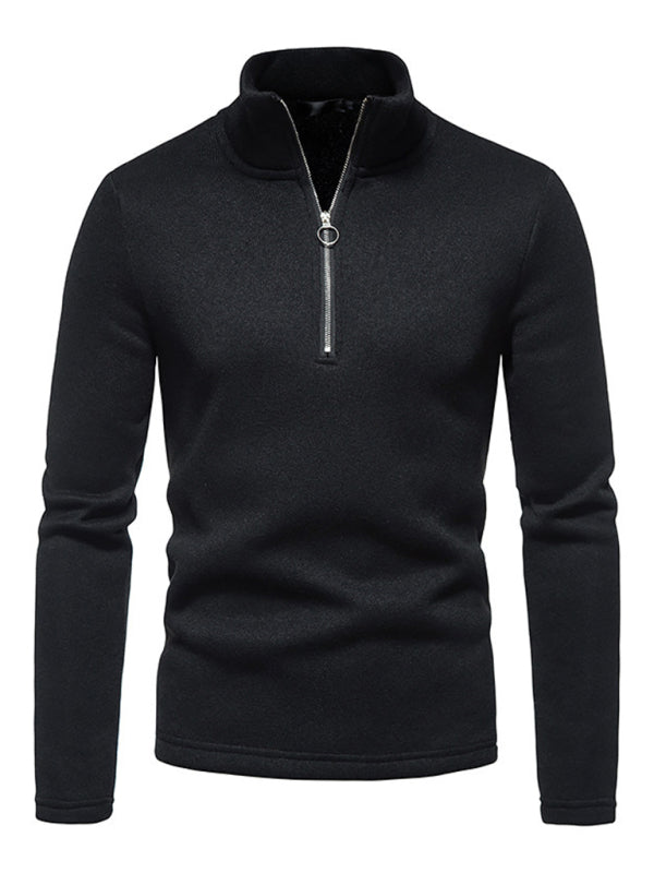 Men's solid color turtleneck zipper long sleeve sweatshirt on sale at MyriadMart