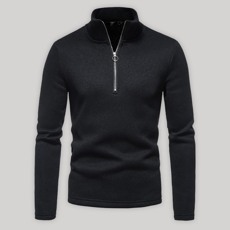 Men's solid color turtleneck zipper long sleeve sweatshirt on sale at MyriadMart