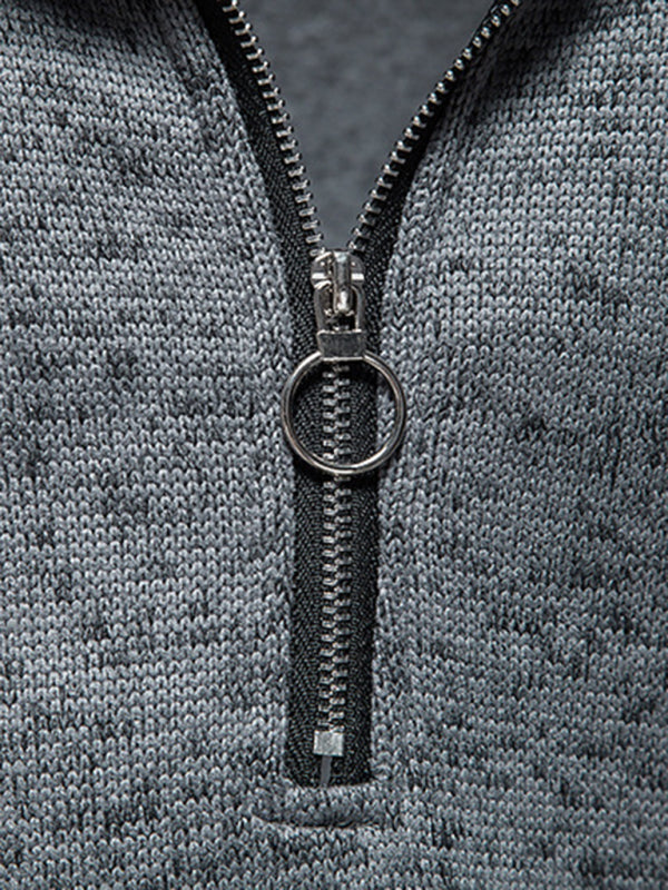 Men's solid color turtleneck zipper long sleeve sweatshirt on sale at MyriadMart