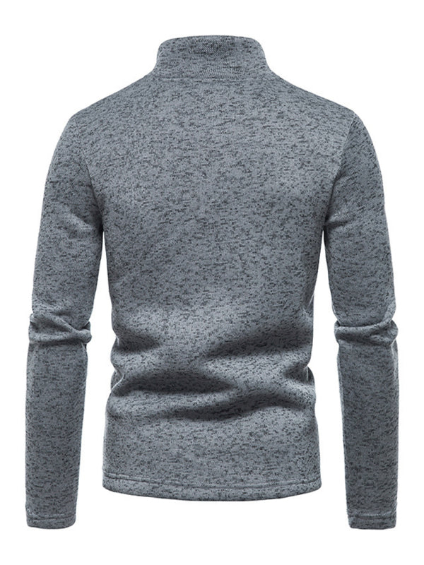 Men's solid color turtleneck zipper long sleeve sweatshirt on sale at MyriadMart