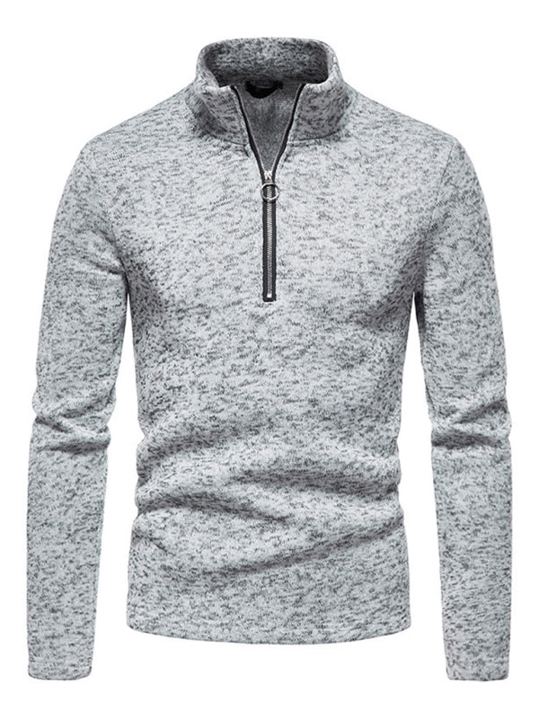 Men's solid color turtleneck zipper long sleeve sweatshirt on sale at MyriadMart