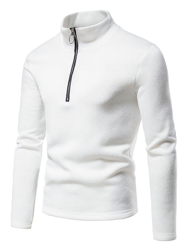 Men's solid color turtleneck zipper long sleeve sweatshirt on sale at MyriadMart