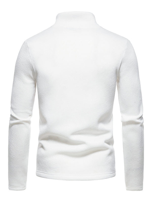 Men's solid color turtleneck zipper long sleeve sweatshirt on sale at MyriadMart