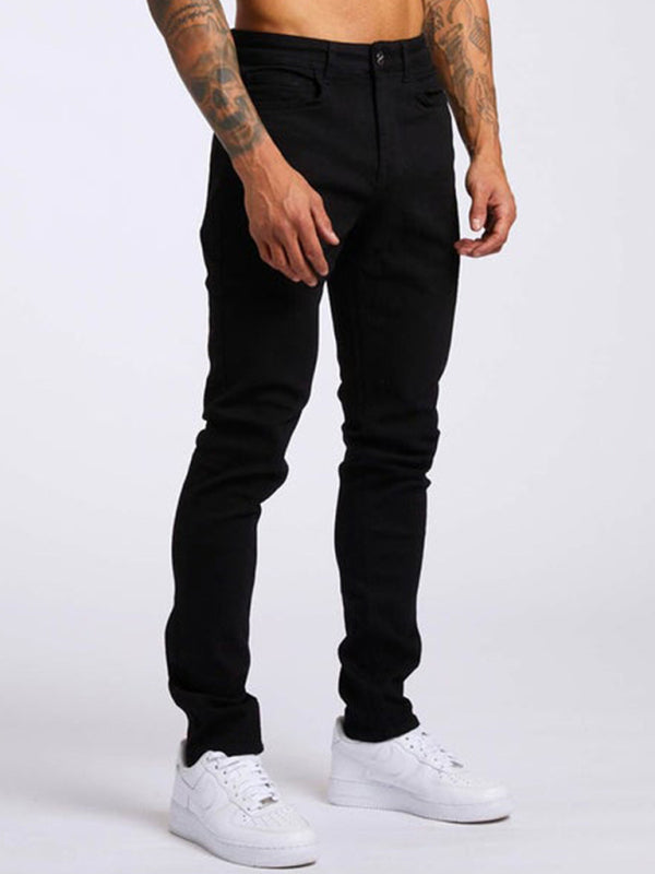 Men's solid slim fit basic skinny jeans on sale at MyriadMart
