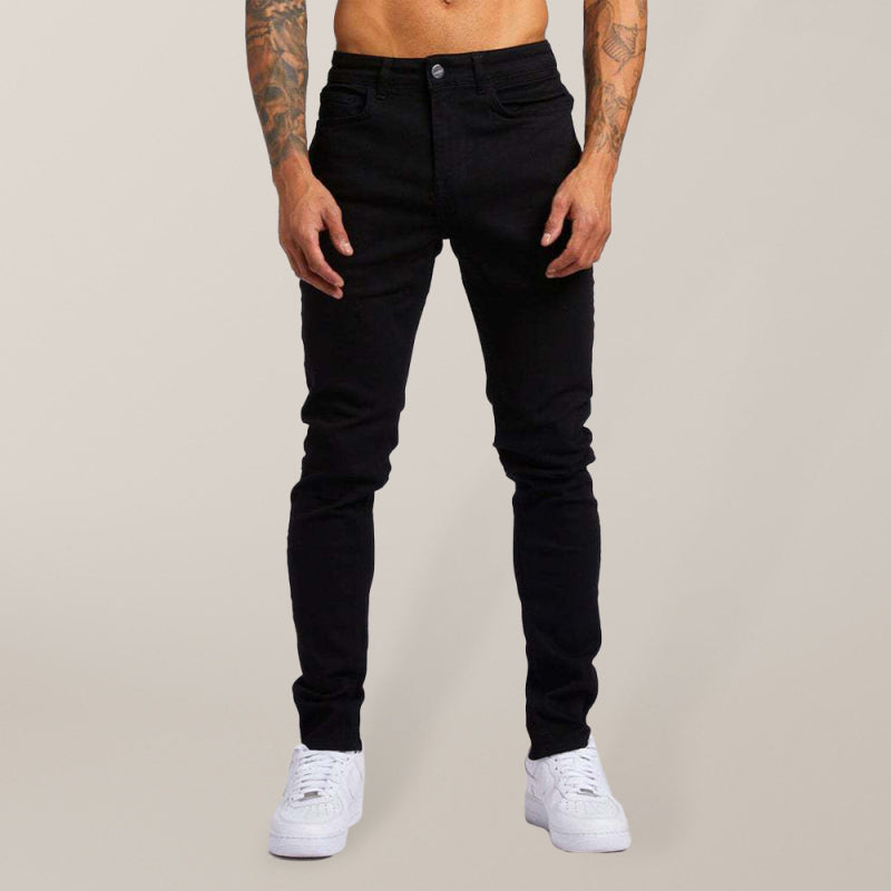 Men's solid slim fit basic skinny jeans on sale at MyriadMart