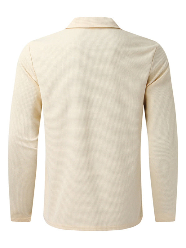 New Men's Waffle Zip Lapel Jacket Jacket Cardigan Tops on sale at MyriadMart