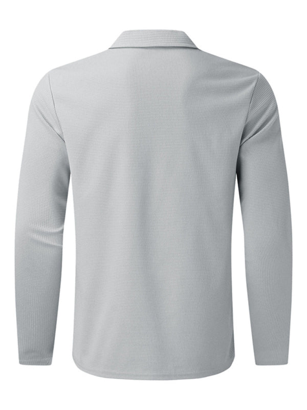 New Men's Waffle Zip Lapel Jacket Jacket Cardigan Tops on sale at MyriadMart